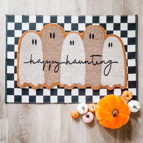 Happy Hauntings Ghost Doormat curated on LTK Ghost Door Mat, Ghost Doormat, Doormats Ideas, Halloween Facts, Halloween Door Mat, Fun Fall Activities, Halloween Front Porch, Spooky Szn, Fall Time