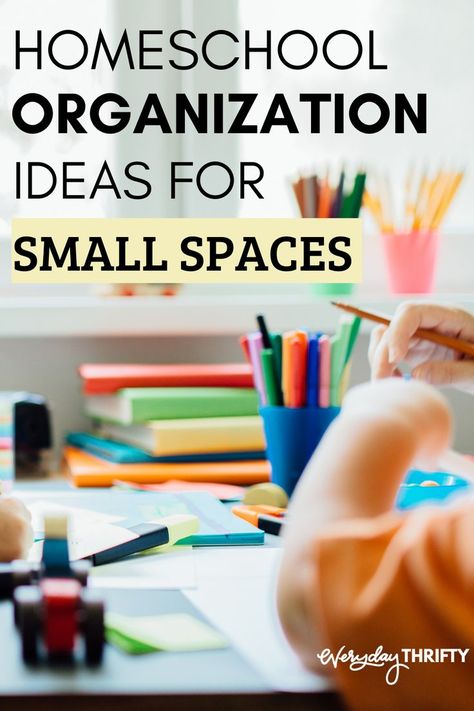 The struggle is real when it comes to homeschool organization for small spaces! See how we converted a dusty hall closet into our homeschool room on a budget. Homeschool Organization For Small Spaces, Homeschool Organization Ideas, Organization For Small Spaces, Organization Ideas For Small Spaces, Room On A Budget, Homeschool Room, The Struggle Is Real, Hall Closet, Ideas For Small Spaces