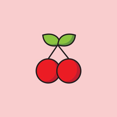 Cute Red Drawings, Fruit Icon Aesthetic, Cherry Icon Aesthetic, Cherry Illustration Design, Cute Fruits Drawings, Cute Cherry Drawing, Cartoon Cherries, Cherry Aesthetic Wallpaper, Cute Fruit Illustration