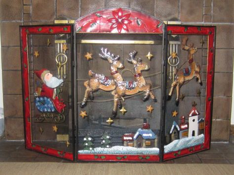 Vintage Fire Place Metal Santa Claus and by WhenRosesBloom on Etsy, $149.00 Metal Santa Claus, Crafts Quotes, Diy Christmas Fireplace, Metal Fireplace, Twas The Night Before Christmas, Christmas Tree Storage, Fireplace Screen, Fireplace Screens, Decorating Themes