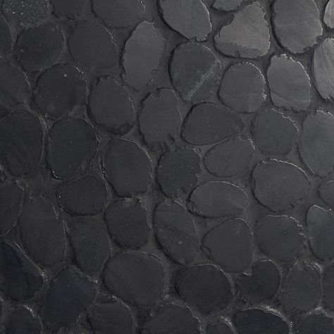 Stone Shower Floor, Black Tile Bathrooms, Affordable Tile, Pebble Floor, Black Floor Tiles, Stone Shower, Black Mosaic, Pebble Tile, Shower Floor Tile