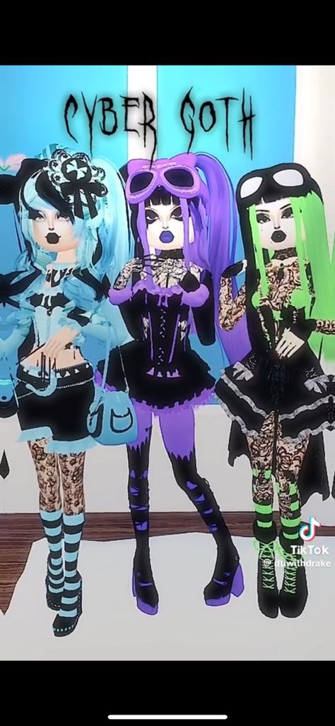 Dti Theme Cybergoth, Dti Outfits Anime, Cybergoth Dress To Impress, Vampire Dress To Impress, Cybergoth Aesthetic, Pastel Goth Dress, Dti Theme, Vampire Dress, Goth Vampire