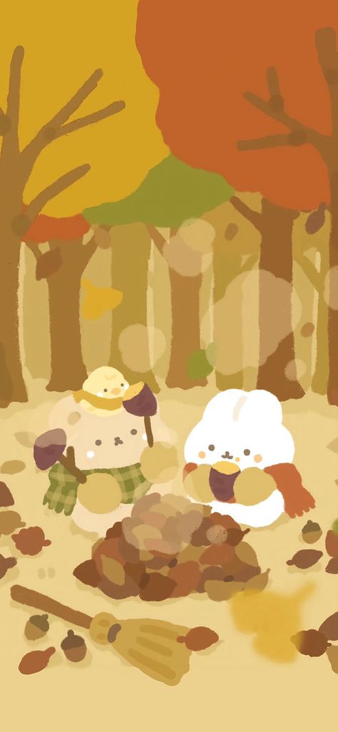 Ide Journal, Fall Backrounds, Fall Wallpapers, Pumpkin Painting Ideas, Cocoppa Wallpaper, Cute Fall Wallpaper, Bunny Wallpaper, Phone Theme, Cute Pastel Wallpaper