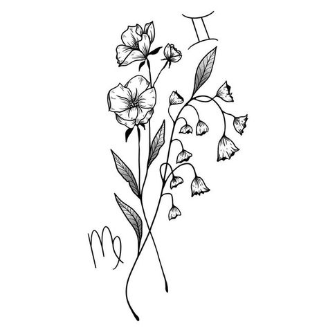 Lily Of The Valley And Hawthorn, Lily Of The Valley And Hawthorn Tattoo, Hawthorn Tattoo, Line Work Tattoo, Flower Tattoo Designs, Lily Of The Valley, The Valley, Flower Drawing, Maple Leaf Tattoo