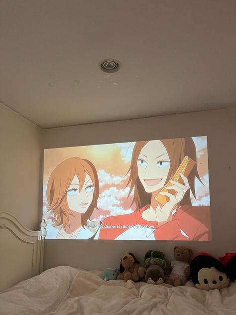 movie night Aesthetic Projector, Aesthetic Projector Room, Projector Room Aesthetic, Aesthetic Room With Projector, Cute Projector Set Up, Projector In Room, Movie Projector Bedroom Aesthetic, Room Projector, Anime Projector Room