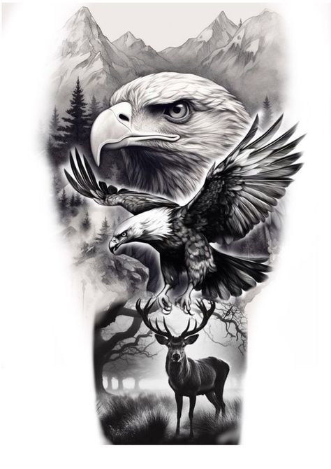 Eagle Outline Tattoo, Eagle Tattoo Arm, Eagle Outline, Eagle Back Tattoo, Eagle Tattoo Design, Waterfall Tattoo, Lion Hand Tattoo, Arm Tattoos Drawing, Cool Animal Tattoos