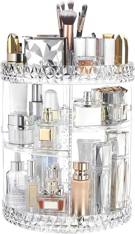 Amazon.com: ZHIAI 360 Rotating Makeup Organizer, Large Capacity Cosmetics Organizer for Perfume Holder Organizer Countertop, DIY Adjustable Bathroom Makeup Carousel Holder Rack, Clear Diamond : Beauty & Personal Care Rotating Makeup Organizer, Cosmetic Organiser, Clear Makeup Organizer, Makeup Stand, Makeup Display, Cosmetic Display, Favorite Makeup Products, Cosmetic Organizer, Makeup Organizer