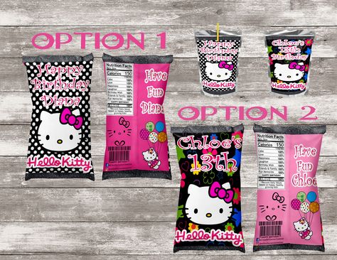 Hello Kitty Chip Bag, Shower Favors Baby, Hello Kitty Birthday Party, Bags Ideas, Gender Reveal Party Decorations, Kitty Party, Hello Kitty Party, Happy Birthday Love, Hello Kitty Birthday