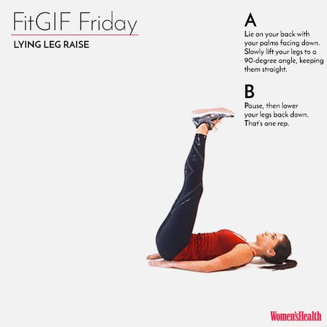 This Move Will Sculpt The Lower Abs Of Your Dreams  http://www.womenshealthmag.com/fitness/fitgif-friday-lying-leg-raise?utm_campaign=DailyDose How To Do Leg Raises, Leg Raises How To Do, Leg Raises Workout, Lying Leg Raises, Exercise For Six Pack, Leg Raise, Six Pack Abs Workout, Ab Workout Men, Cardio Workout At Home