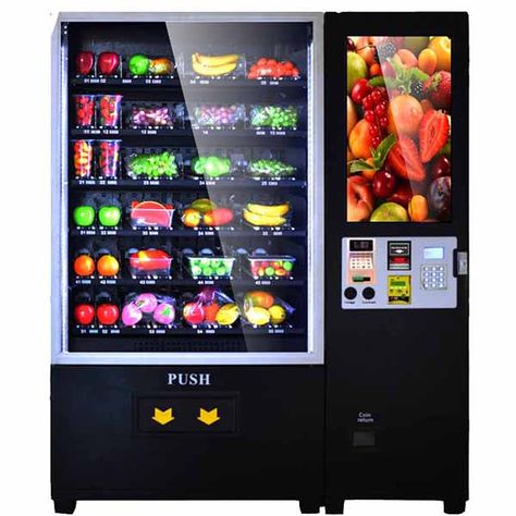 Vending Machine Ideas, Vendor Machine, Healthy Vending Machines, Food Vending Machines, Vending Machine Design, Vending Machine Snacks, Vending Machine Business, Produce Stand, Fruit Machine