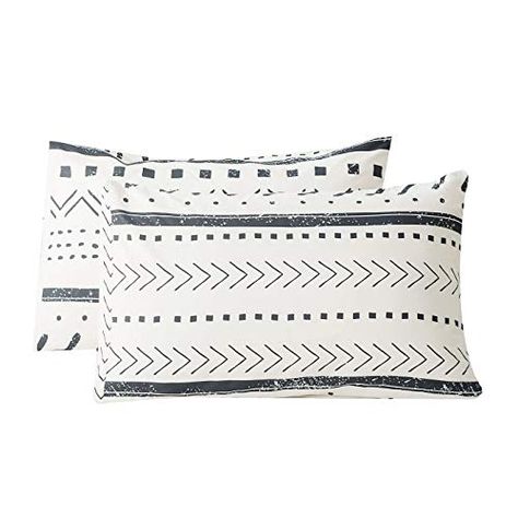 Amazon.com: SUSYBAO 100% Cotton Pillowcases King Size Set of 2 White Aztec Geometric Print Bed Pillow Covers Envelope Closure End Pillow Encasement Home Decorative Soft Cool Comfortable(2 Pack, 20 x 36 inch): Home & Kitchen Bed Pillows Queen, Best Silk Pillowcase, Print Bed, Geometric Bedding, Geometric Duvet Cover, Bed Pillow Covers, Printed Pillowcases, Bed Pillow, Garden Bedding