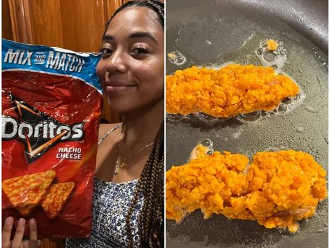 I tried TikTok's viral Doritos fried chicken hack and it reminded me of fair food in the worst way Doritos Fried Chicken, Dorito Fried Chicken, Deep Fried Chicken Breast, Chicken Dorito, Dorito Chicken Tenders, Doritos Recipes, Chicken Bacon Recipes, Air Fried Chicken Tenders, Chicken Dorito Casserole