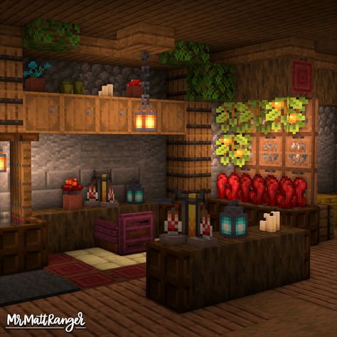 A Cute Survival Minecraft Fantasy House Minecraft Spruce House Interior, Brewing Station Minecraft, Minecraft Smithing Room, Minecraft Houses Inside, Mangrove House Minecraft, Minecraft Mangrove, Minecraft House Blueprints, Minecraft Enchantment Room, Minecraft Fantasy House