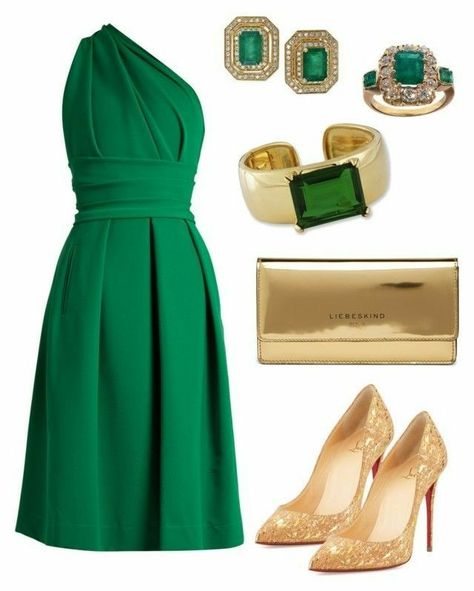 Green And Gold Outfit, Christmas Outfits Dressy, Forever Green, Funky Dresses, Jumpsuit Elegant, Event Outfit, Effy Jewelry, Foto Art, Fancy Outfits