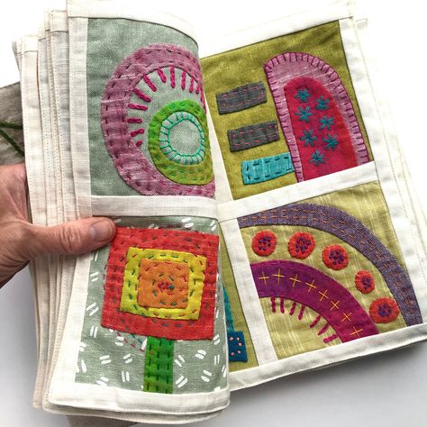 100 Days of Organic Applique - The Book! • Jo Avery - the Blog Textile Book Fabric Journals, Quilt Scraps Projects Leftover Fabric, Chapbook Ideas, Textile Book, Stitch Journal, Fabric Journal, Fabric Book Covers, Scrap Fabric Crafts, Fabric Books