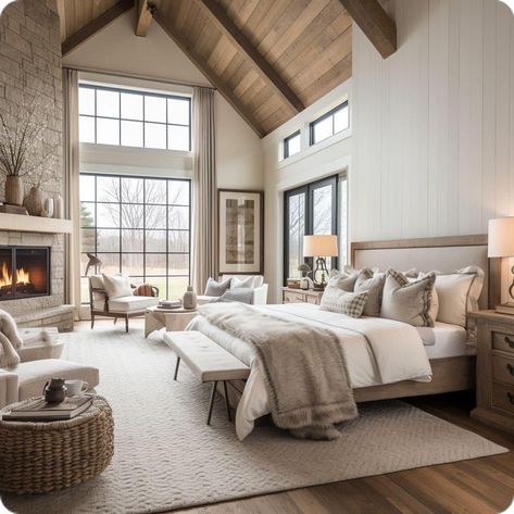 Large Master Bedrooms Decor, Barndo Ideas, Master Addition, Barndominium Interior, Life Vibes, Modern Farmhouse Bedroom, Dream Life House, Bloxburg Ideas, Bedroom Master