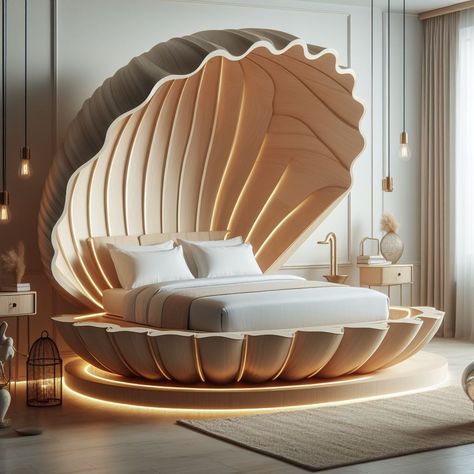 Embrace Tranquility: The Clamshell-Inspired Bed Redefining Comfort Theme Beds, Under Bed Drawers, Plush Mattress, Round Beds, Sleep Solutions, Bed With Drawers, Clever Storage Solutions, Improve Sleep Quality, Deep Relaxation