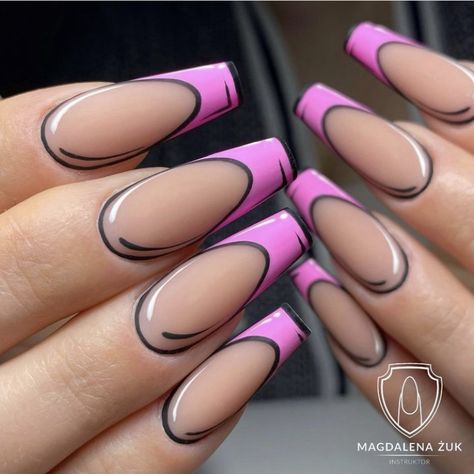 Comic Nails, Pop Art Nails, Pink Ombre Nails, Pink French, Trendy Nail Design, Art Nails, Pretty Acrylic Nails, Chic Nails, Dope Nails