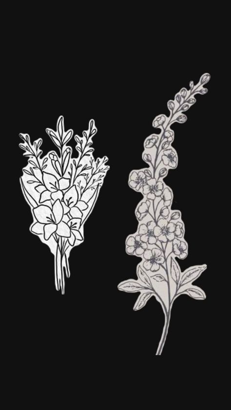 American Traditional Flowers Black, American Traditional Flowers, Larkspur Tattoo, Traditional Flowers, Flowers Black, American Traditional, Tattoo Inspo, Tattoos, Flowers