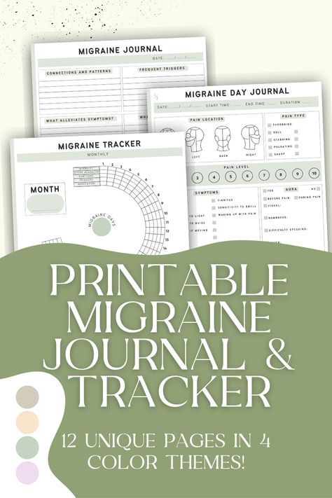 Printable Migraine Journal and Tracker, Headache relief, Migraine relief in 4 pastel colors, Migraine tracker page templates Headache Journal Printable, Migraine Journal Template, Migraine Tracker Printable Free, Headache Journal, Affirmations Bullet Journal, Migraine Journal, Migraine Diary, Headache Tracker, Migraine Tracker