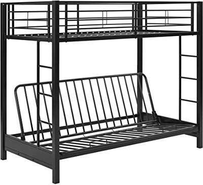 AmazonSmile: ACME Caius Gunmetal Twin XL over Queen Bunk Bed: Gateway Contemporary Bunk Beds, Space Saving Bunk Bed, Full Size Futon, Futon Bunk Bed, Metal Bunk Bed, Full Size Mattress, Metal Bunk Beds, Top Bunk, Twin Bunk Beds