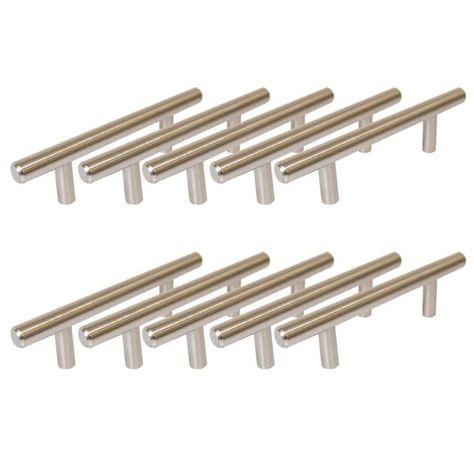 Design House Truss 10-Pack 5-in Center to Center Stainless Steel Cylindrical Bar Drawer Pulls in the Drawer Pulls department at Lowes.com Modern Kitchen Handles, Stainless Steel Cabinet Hardware, Armoire Design, Stainless Steel Cabinets, Steel Cabinet, Cabinet Hardware Pulls, Cabinet Accessories, Kitchen Cabinet Hardware, Types Of Cabinets