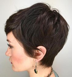 Brunette Pixie Hairstyle Brunette Pixie, Thick Coarse Hair, Pixie Haircut For Thick Hair, Short Hairstyles For Thick Hair, Coarse Hair, Penteado Cabelo Curto, Short Pixie Haircuts, Haircut For Thick Hair, Long Hair Cuts