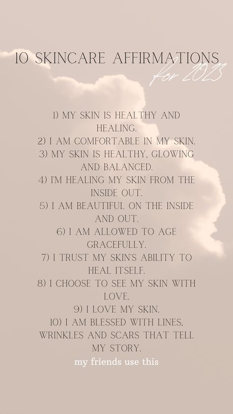 Affirmation For Skin, Aging Affirmations, Skin Affirmations Positive, Skin Care Affirmation, Esthetician Affirmations, Nails Affirmations, Best Friend Affirmations, Esthetic Posts, Manifestation Pretty