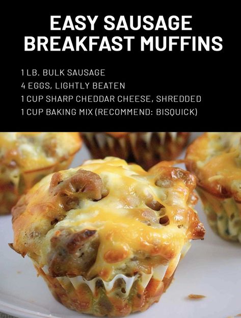 Easy Sausage Muffins – savory sausage muffins with eggs and cheddar cheese. Great grab-and-go breakfast for busy mornings. It’s back to school time all over the country and that means busy, hectic mornings for families. I Sausage Breakfast Muffins, Breakfast For Busy Mornings, Sausage Muffins, Filled Muffins, Best Casseroles, Sausage And Egg, Breakfast Muffins, How To Cook Sausage, Baking Mix