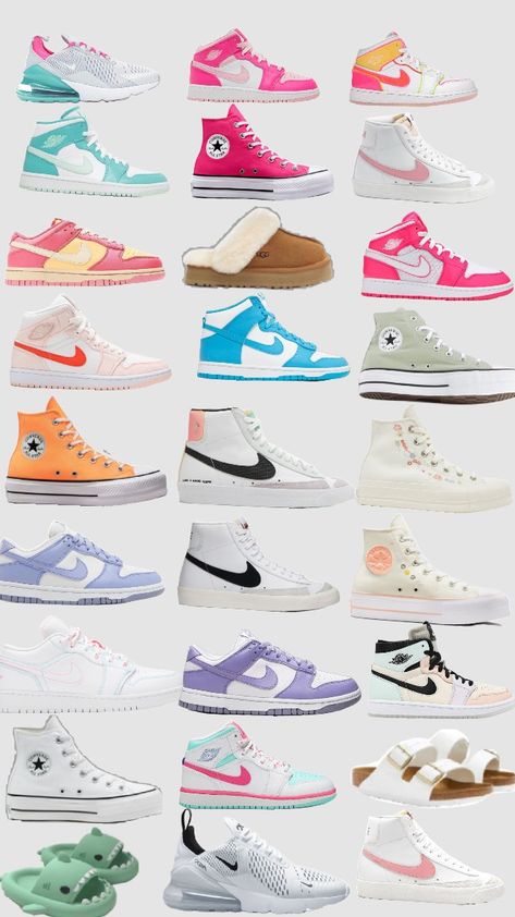 Shoe Ideas For School, Cute Running Shoes, Cute Converse Shoes, Nike Shoes Women Fashion, Custom Sneakers Diy, Fluffy Shoes, Pretty Sneakers, Pink Nike Shoes