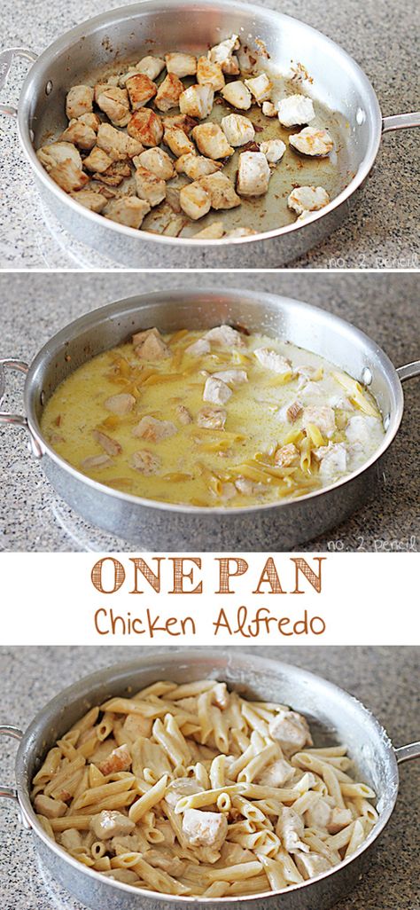 One Pan Chicken Alfredo, Skillet Enchiladas, Chicken And Pasta, Chicken Alfredo Pasta, One Pan Chicken, Simple Salad, Alfredo Pasta, Pan Chicken, Think Food