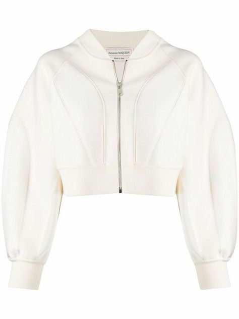 White Cropped Jacket, Crop Top Jacket, Fotografi Digital, Fashion Top Outfits, Long Puff Sleeves, Fashion Design Clothes, White Jacket, Lookbook Outfits, Dream Clothes