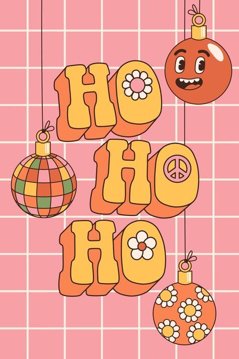 Groovy hippie Christmas. Ho ho ho in trendy retro cartoon style. Merry Christmas and Happy New year. Retro Cartoon Style, Hippie Christmas, Retro Cartoon, Retro Cartoons, Google Lens, Environment Design, Christmas Vectors, Ho Ho Ho, Merry Christmas And Happy New Year