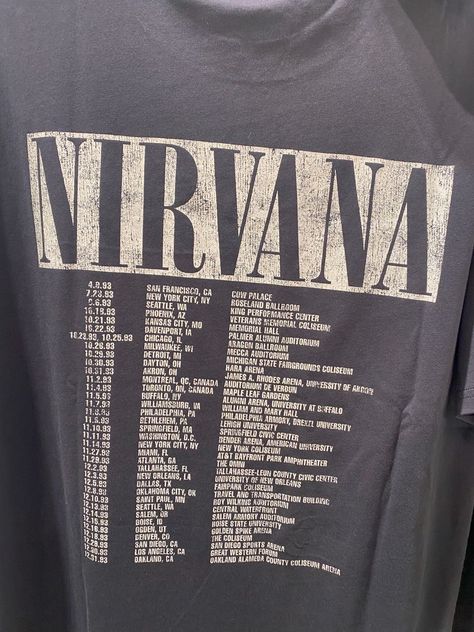 Band Tshirt Outfit, Nirvana Merch, Silk Wedding Dress Simple, Palace Ballroom, Nirvana Music, Nirvana Tshirt, 90’s Grunge, 90’s Aesthetic, Aesthetic T Shirts