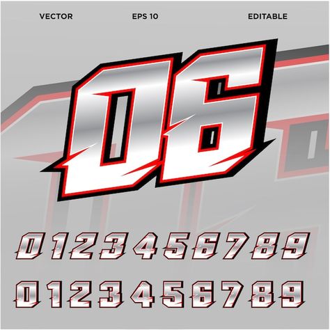 Race Car Numbers Font, Logo With Numbers, Speed Effect, Number Logo Design, Sports Numbers, Number Fonts, Number Logo, Racing Design, Logo Number