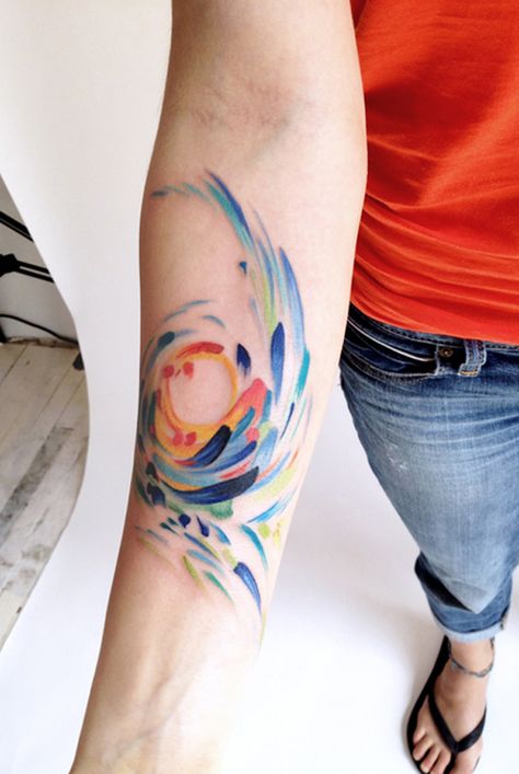 Watercolor tattoo - 65+ Examples of Watercolor Tattoo | Art and Design Colorful Tattoo, Wolf Tattoos, Abstract Tattoo, Disney Tattoos, Tattoo Models, S Tattoo, Skin Art, Get A Tattoo, Love Tattoos