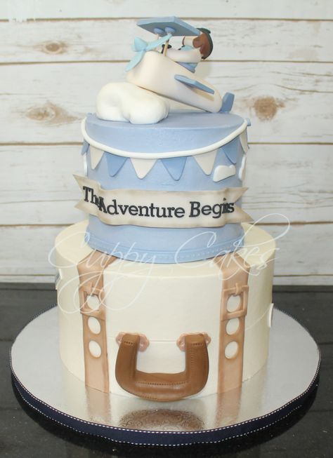 Travel Baby Shower Cake, Adventure Baby Shower Cake, Airplane Baby Shower Cake, Adventure Awaits Cake, Airplane Baby Shower Theme, Vintage Airplane Baby Shower, Suitcase Cake, Jake Cake, Baby 2024