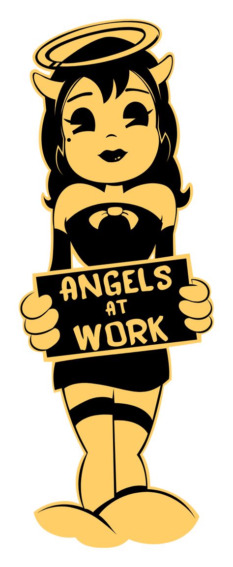 Bendy and Ink Machine Alice Angel Sticker. Female cartoon character developed by Joey Drew Studios from the game Bendy. Joey Drew Studios, Angel Cartoon, Bendy Y Boris, Alice Angel, Female Cartoon Characters, Angel Wallpaper, Female Cartoon, Ink Machine, Bendy And The Ink Machine