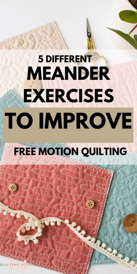 Machine Quilting Tips And Tricks, How To Free Motion Quilt, Beginning Machine Quilting, Beginner Long Arm Quilting Designs, Easy Free Motion Quilting For Beginners, Meandering Quilting Designs, Simple Free Motion Quilting Designs, Free Motion Quilting Patterns Beginner, Easy Free Motion Quilting Patterns