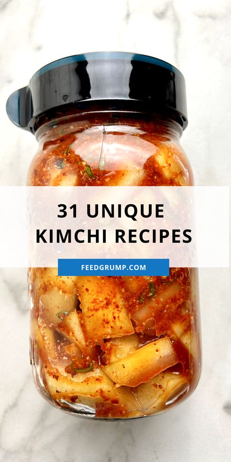 jar of kimchi Kim Chee Recipes, Apple Kimchi Recipe, Cantonese Vegetable Recipes, Fermented Kimchi Recipe, Different Types Of Kimchi, Korean Fermented Foods, Types Of Kimchi, Cucumber Kimchi Recipe Korean, Fruit Kimchi