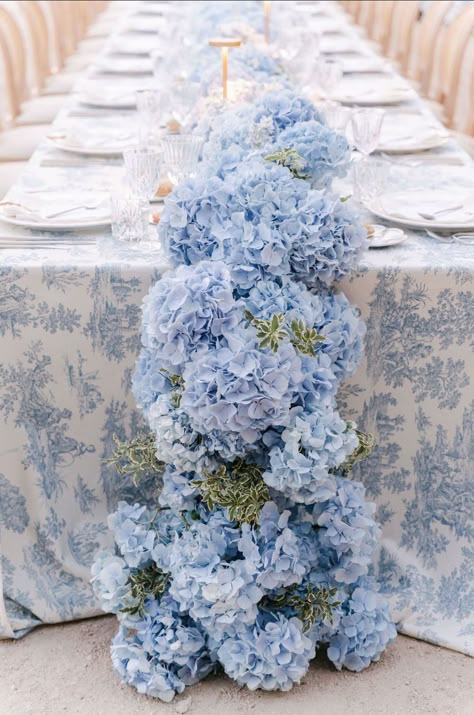 Bridgerton Party, Blue Hydrangea Wedding, Blue White Weddings, Hydrangea Wedding, Bridal Shower Inspo, Blue Bridal Shower, Light Blue Wedding, Hydrangeas Wedding, Bar Wedding