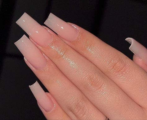 Acrylic Nails Nude, Natural Acrylic Nails, Clear Acrylic Nails, Long Square Nails, Tapered Square Nails, Nude Nail Designs, Nagel Tips, White Acrylic Nails, Basic Nails