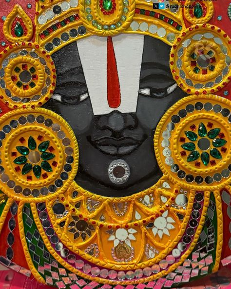 ✨ After a week of meticulous effort and dedication, I am thrilled to present my Lippan artwork of Lord Balaji. This piece is a true labor of love, featuring intricate clay work, sparkling mirrors, and delicate stone details. Every element has been crafted with utmost care to capture the divine essence of Lord Balaji. ✨ ॐ नमो वेंकटेशाय (Om Namo Venkatesaya) May this artwork bring peace, blessings, and beauty to all who see it. 🌟 ❌Do Not Copy without permission🚫 ❇️If you are recreating my ar... Lippan Artwork, Round Painting, Divine Essence, Folk Painting, Lord Balaji, Lippan Art, Clay Work, Painted Books, God Illustrations