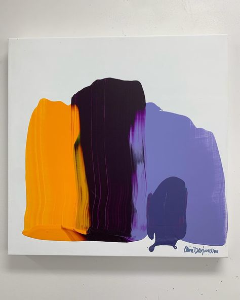 Purple has long been one of my favourite colors, and I’m not afraid to use it in Love 07, with a big smoosh of brilliant golden-yellow! 🎨 Sometimes love is messy. 💜🧡💛 How’s your day going? 🎨 #ClaireDesjardins #PurpleAndYellow #YellowAndPurple #ShadesOfPurple #NotAfraidToUsePurple Art Color Combinations, Acrylic Paintings Abstract, Claire Desjardins, Studio Shots, Business Art, Paintings Abstract, Abstract Painters, Montreal Canada, April 22