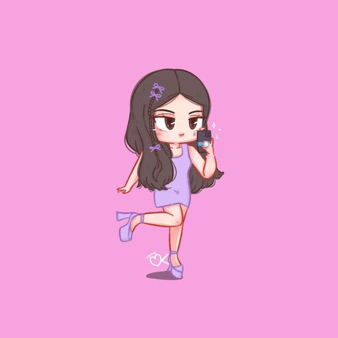 BLACKPINK Jennie Kim Cartoon, Kpop Chibi Blackpink, Blackpink Chibi, Cartoons Dp, Cartoon Sketches, Cute Cartoon Characters, Kpop Drawings, Simple Cartoon, Lisa Blackpink Wallpaper