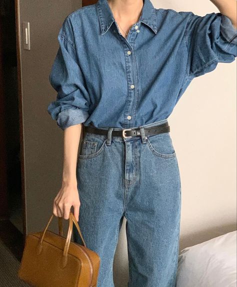 Denim Shirt Outfit, Smart Casual Women Outfits, Smart Casual Women, Casual Denim Jacket, Spring Dresses Casual, Business Casual Outfits For Work, Double Denim, 가을 패션, Business Casual Outfits