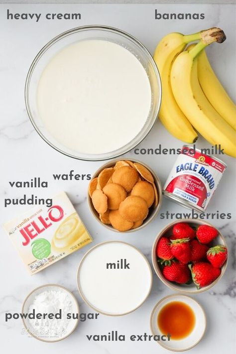 Banana Pudding With Eagle Brand, Banana Pudding With Instant Pudding, Strawberry Banana Pudding Recipe, Strawberry Banana Pudding, Classic Banana Pudding, Vanilla Wafer Cookies, Strawberries And Bananas, Peanut Butter Rice Krispies, Banana Pudding Desserts