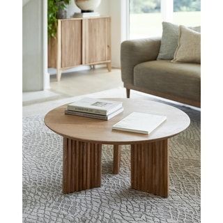 Lara Modern Coffee Table - Bed Bath & Beyond - 38959372 Brown Coffee Table, Round Wood Coffee Table, Brown Furniture, Coffee Table Wayfair, Modern Forms, Coffee Table Design, Furniture Outlet Stores, Modern Coffee Tables, Round Coffee Table