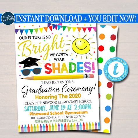 Preschool Graduation Ceremony, Kindergarten Graduation Invitations, Ceremony Template, Kindergarten Graduation Party, School Graphics, Ceremony Program Template, Pre K Graduation, Preschool Graduation, Graduation Theme