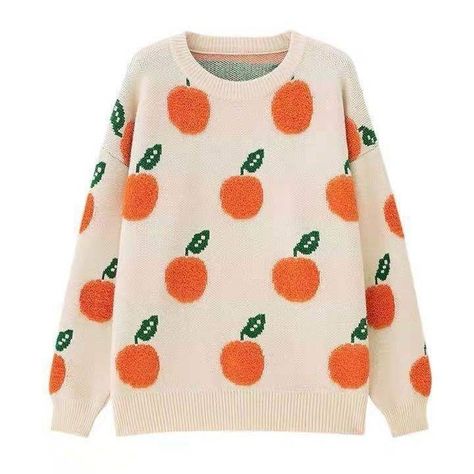 citrus sweater Orange Pullover, Colorful Outfits, Beige Pullover, Orange Sweater, Vintage Denim Jeans, Jacquard Sweater, Orange Sweaters, Orange Pattern, Long Sleeve Pullover Sweater